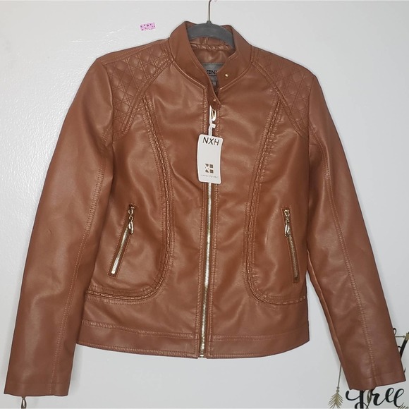 Brown Retro Moto Jacket Sz L - Picture 1 of 7